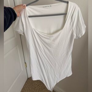 Abercrombie & Fitch Women's Cream Short Sleeve Top